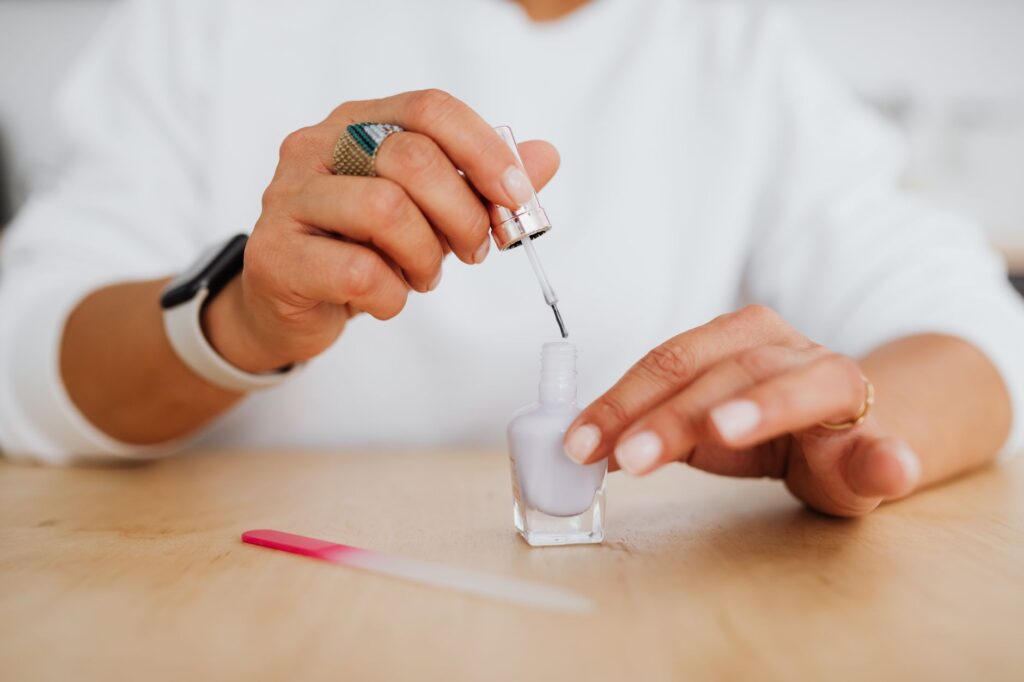 Classic French tip manicure with clean white tips and natural nail base